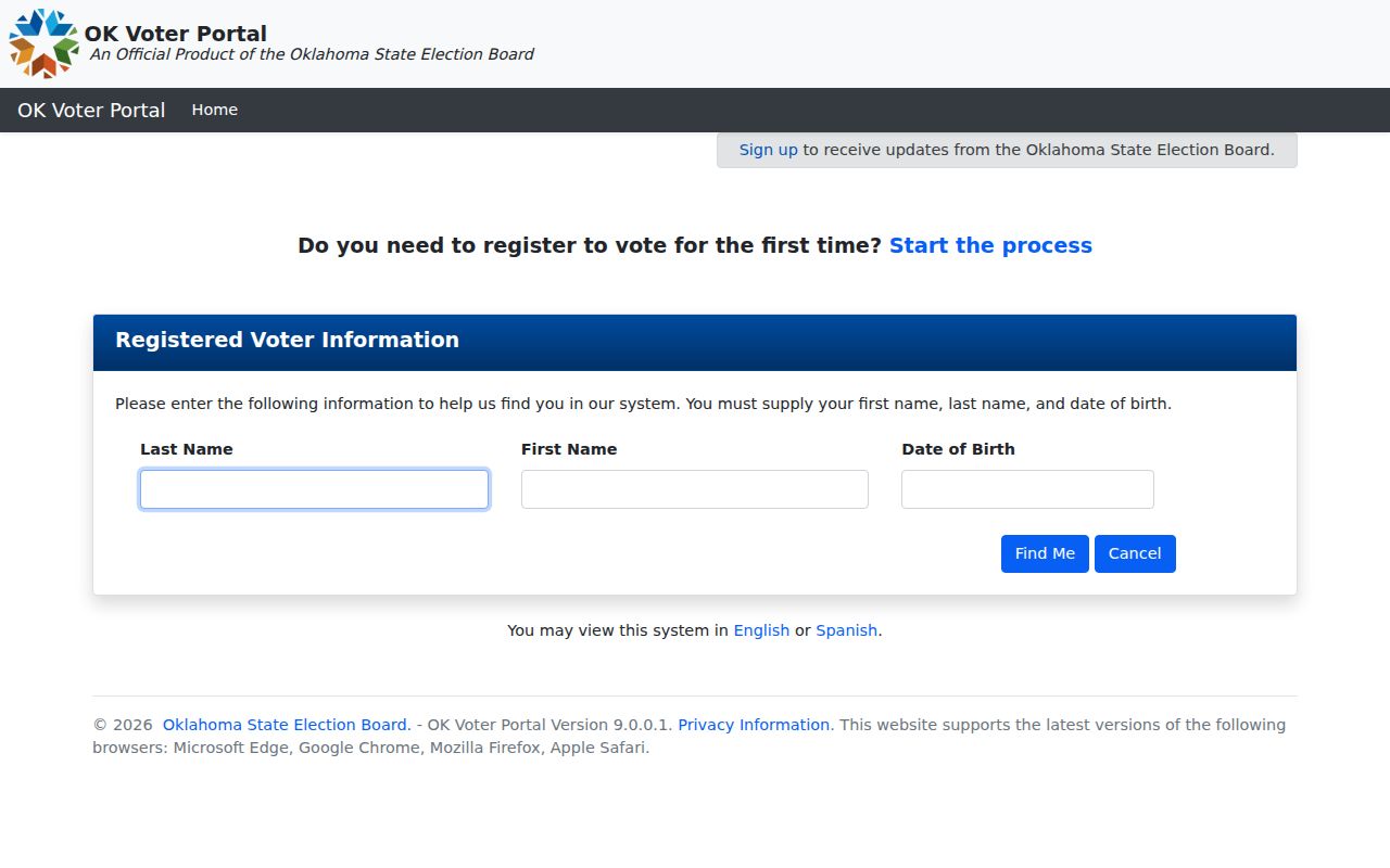 Norman residents directory Oklahoma Voter Portal lookup and registration entry